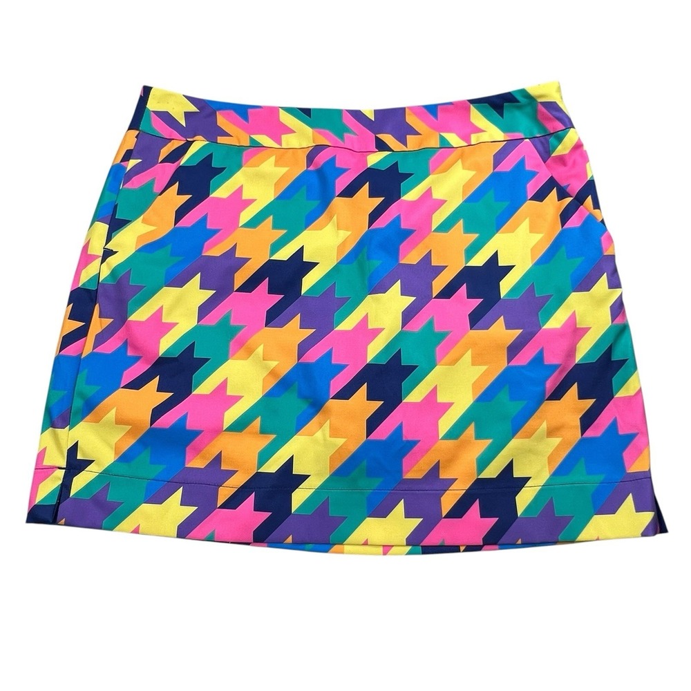 Loudmouth Ladies 12 Multicolored Geometric Print Golf Skirt Skort Side‎ Zip